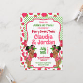 Berry Sweet Twins Strawberry Baby shower Kaart (Voorkant / Achterkant in situ)