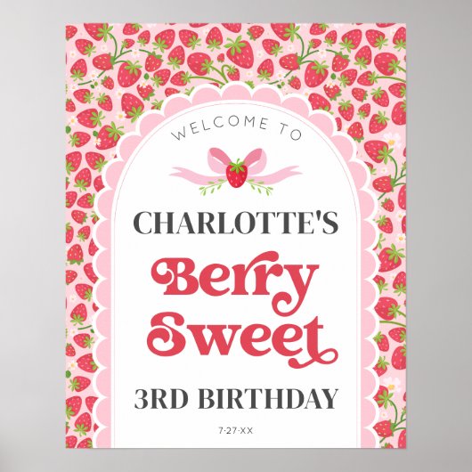 Berry Sweet Verjaardag 16x20 Aardbei Welkom Poster (Voorkant)