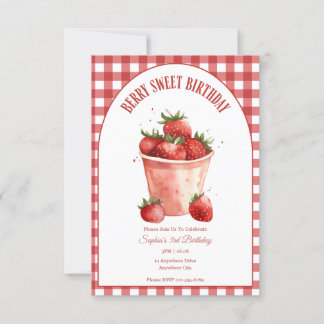 Berry Sweet Verjaardag Aardbeienfeestje Kaart