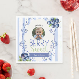Berry Sweet Verjaardag Foto Papier Servet
