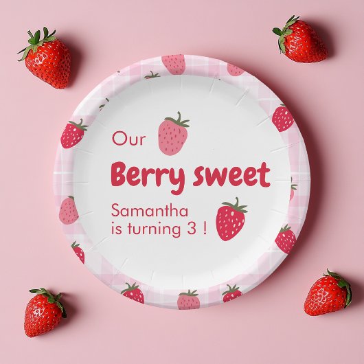 Berry Sweet Verjaardag met Aardbei Papieren Bordje