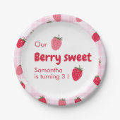Berry Sweet Verjaardag met Aardbei Papieren Bordje (Voorkant)