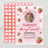 Berry Sweet Verjaardag Uitnodiging Elke Leeftijd M (Voorkant / Achterkant)