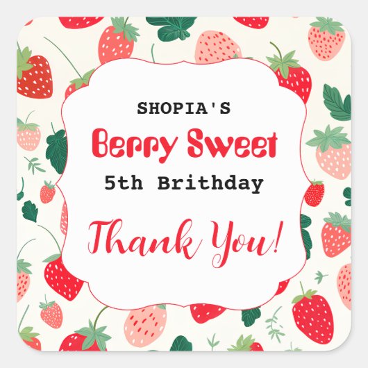 Berry Sweet Verjaardag uitnodiging Vierkante Sticker (Voorkant)