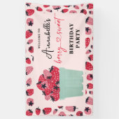 Berry Sweet Verjaardagsfeestje Aardbei Spandoek (Verticaal)