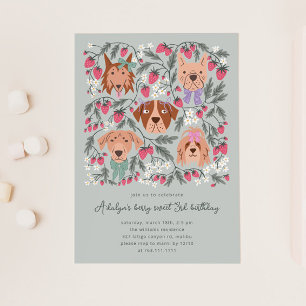 Berry Sweet verjaardagsfeestje   Aardbeihonden Kaart