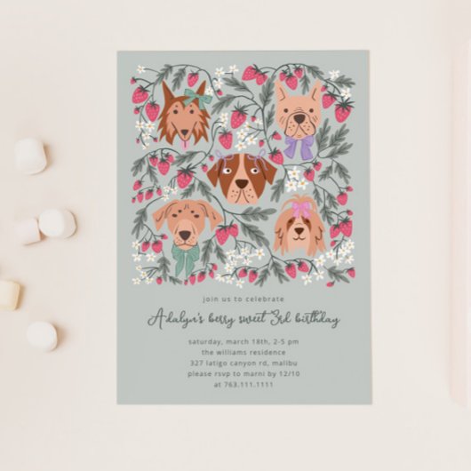 Berry Sweet verjaardagsfeestje | Aardbeihonden Kaart