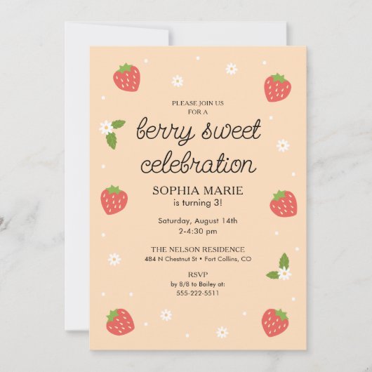 Berry Sweet Viering Aardbei Verjaardagsplezier Kaart (Voorkant)