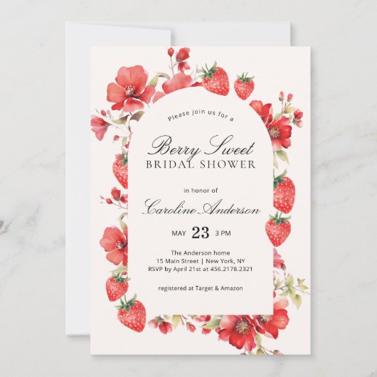 Berry Sweet Vrijgezellenfeest Aardbei Bloem Kaart (Voorkant)