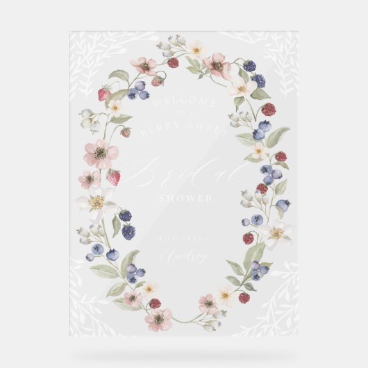 Berry Sweet Vrijgezellenfeest Bessen Bloemen Welko Acryl Bord (Voorkant)