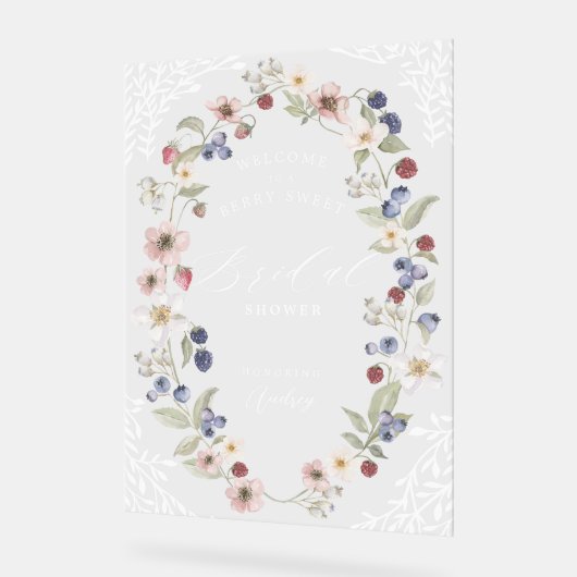 Berry Sweet Vrijgezellenfeest Bessen Bloemen Welko Acryl Bord (Hoek)