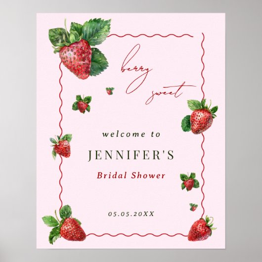 Berry Sweet Vrijgezellenfeest Welkomstbord Poster (Voorkant)