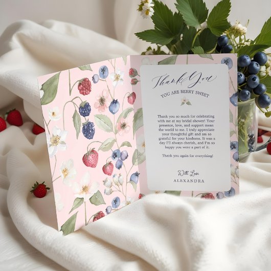 Berry Sweet Vrijgezellenfeest Wilde bessen & bloem Bedankkaart