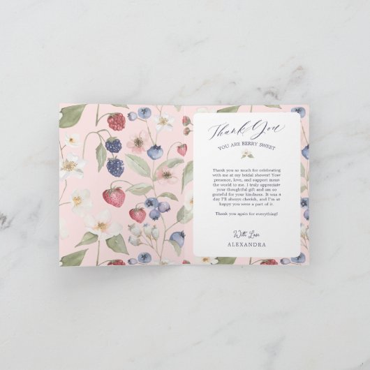 Berry Sweet Vrijgezellenfeest Wilde bessen & bloem Bedankkaart (Binnen)