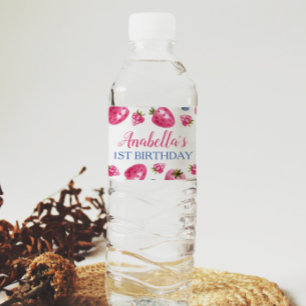 Berry Sweet Water Fles Etiket Aardbei Birthday