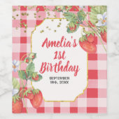 Berry Sweet Waterverf Aardbei 1e verjaardag Wijn Etiket (Enkel label)