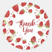 Berry Sweet Waterverf Aardbei Dank u Ronde Sticker (Voorkant)
