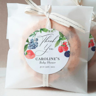 Berry Sweet Waterverf Berry Baby shower Favor Ronde Sticker