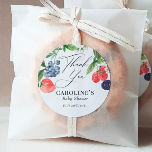 Berry Sweet Waterverf Berry Baby shower Favor Ronde Sticker