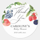 Berry Sweet Waterverf Berry Baby shower Favor Ronde Sticker (Voorkant)