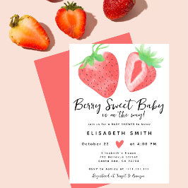 Berry Sweet Waterverf Pink Baby shower Girl Kaart