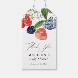 Berry Sweet Waterverf Red Blue Baby shower Cadeaulabel