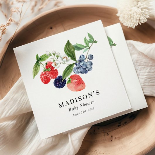 Berry Sweet Waterverf Red Blue Baby shower Servet