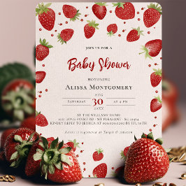 Berry Sweet Waterverf Strawberry Baby shower Kaart