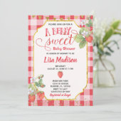 Berry Sweet Waterverf Strawberry Baby shower Kaart (Staand voorkant)