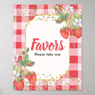 Berry Sweet Waterverf Strawberry Favor Sign Poster