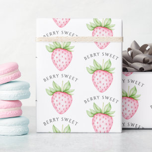Berry Sweet Waterverf Strawberry Girl Baby shower Cadeaupapier
