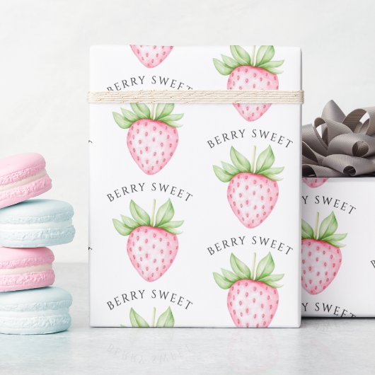 Berry Sweet Waterverf Strawberry Girl Baby shower Cadeaupapier