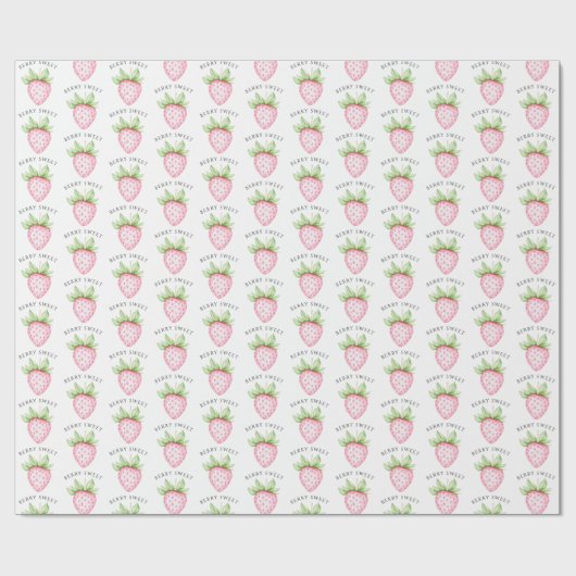 Berry Sweet Waterverf Strawberry Girl Baby shower Cadeaupapier (Vlak)