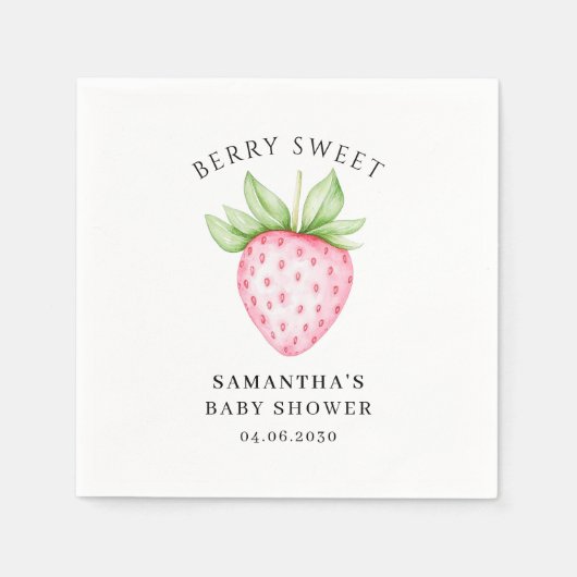 Berry Sweet Waterverf Strawberry Girl Baby shower Servet (Voorkant)