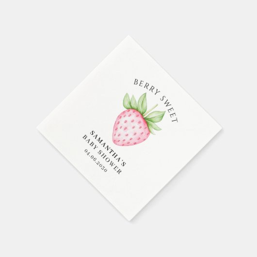 Berry Sweet Waterverf Strawberry Girl Baby shower Servet (Hoek)