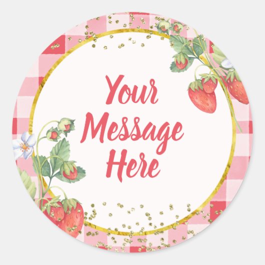 Berry Sweet Waterverf Strawberry Message Sticker (Voorkant)