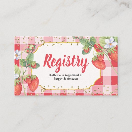 Berry Sweet Waterverf Strawberry Registry Insert Informatiekaartje (Voorkant)