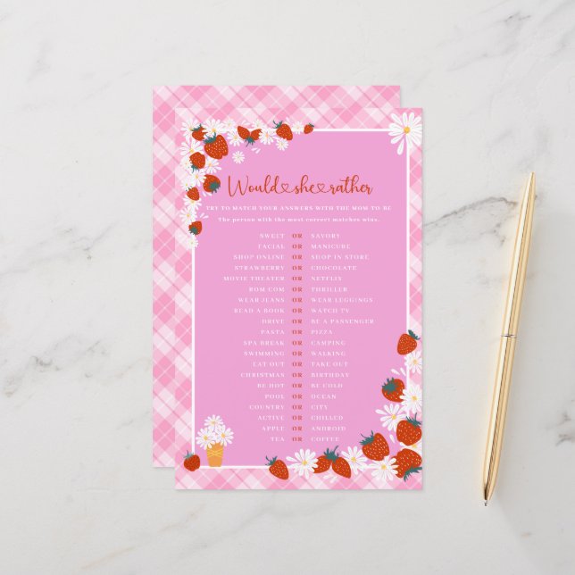 Berry Sweet wil dat ze liever Baby shower spel (Voorkant / Achterkant in situ)