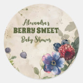  Berry Sweet Wild Berries Baby shower Ronde Sticker (Voorkant)