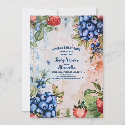Berry Sweet Wild Berries & Flowers Baby shower Kaart (Voorkant)