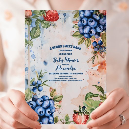 Berry Sweet Wild Berries & Flowers Baby shower Kaart