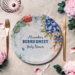 Berry Sweet Wild Berries & Flowers Baby shower Papieren Bordje<br><div class="desc">Voeg een heerlijke toets van zoetheid toe aan uw baby shower met onze Blueberry Berry Sweet Baby shower Paper Borden. Deze charmante borden zijn voorzien van schattige bosbessenillustraties en levendige bessenaccenten, ideaal voor het creëren van een grillige sfeer tijdens uw feest. Onze borden zijn gemaakt van duurzaam papiermateriaal en bieden...</div>