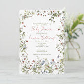 Berry Sweet Wildflower Waterverf Baby shower Kaart (Staand voorkant)