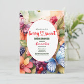 Berry Sweet Wildflower Waterverf Baby shower Kaart (Staand voorkant)