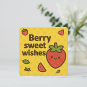 Berry Sweet Wishes - Schattigee aardbeienwoordgroe Feestdagenkaart (Staand voorkant)