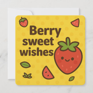 Berry Sweet Wishes - Schattigee aardbeienwoordgroe Feestdagenkaart