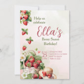 Berry Sweet zomer aardbei Verjaardag Uitnodiging (Voorkant)