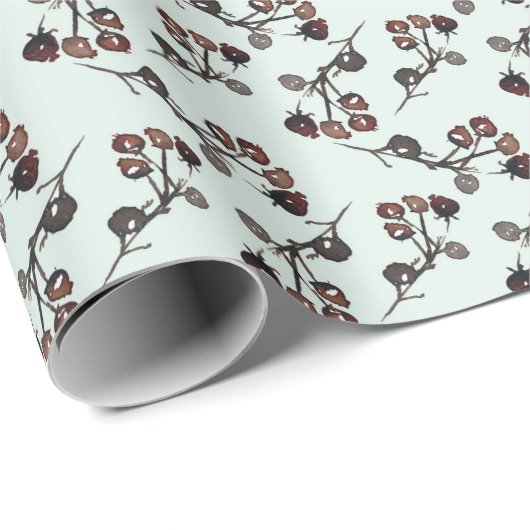 Berry takken Waterverf inpakpapier (Rol Hoek)