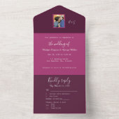 Berry Toon romantisch paar foto monogram All In One Uitnodiging (Binnen)