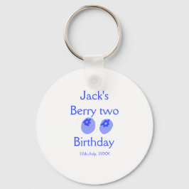 Berry twee verjaardag blauwe bes voeg naam datum k sleutelhanger